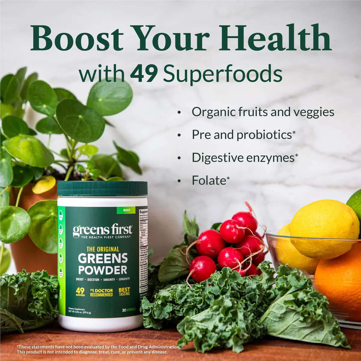 Greens First Original Greens Powder - 49 Superfoods - Organic Fruits & Veggies - Probiotics & Digestive Enzymes - Antioxidant Smoothie - Dairy Free, Vegan & Non-GMO - Chocolate - 60 Servings | Complete Nutritional Support - view 3