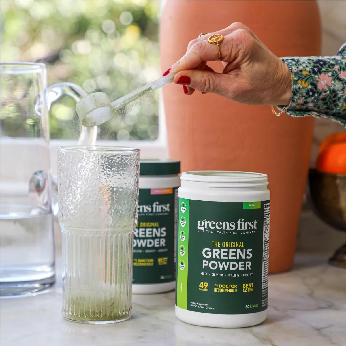 Greens First Original Greens Powder - 49 Superfoods - Organic Fruits & Veggies - Probiotics & Digestive Enzymes - Antioxidant Smoothie - Dairy Free, Vegan & Non-GMO - Chocolate - 60 Servings | Complete Nutritional Support - view 4