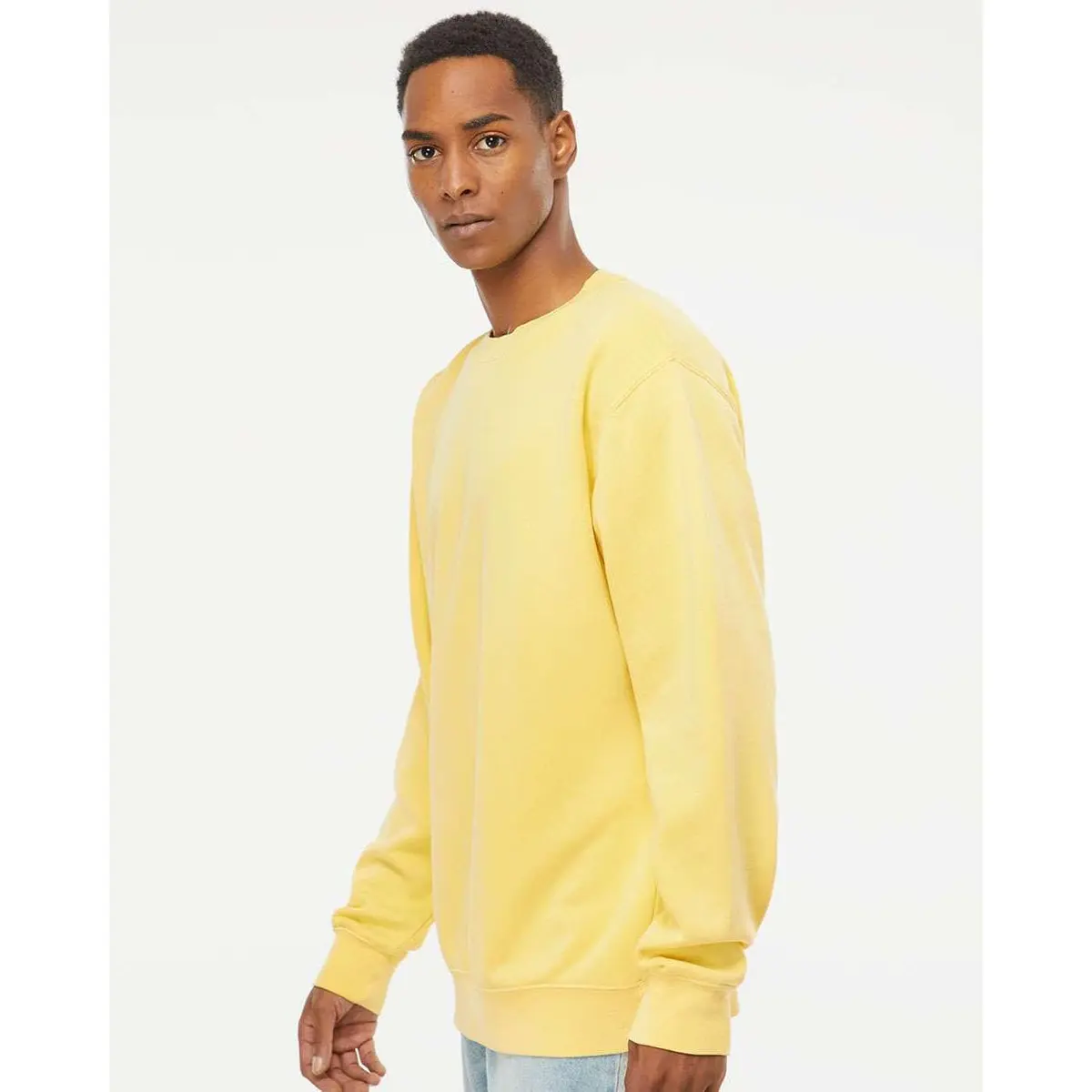 Independent Trading Co. Pigment-Dyed Crewneck Sweatshirt M Pigment Yellow | Long Sleeve Cotton Blend - view 5