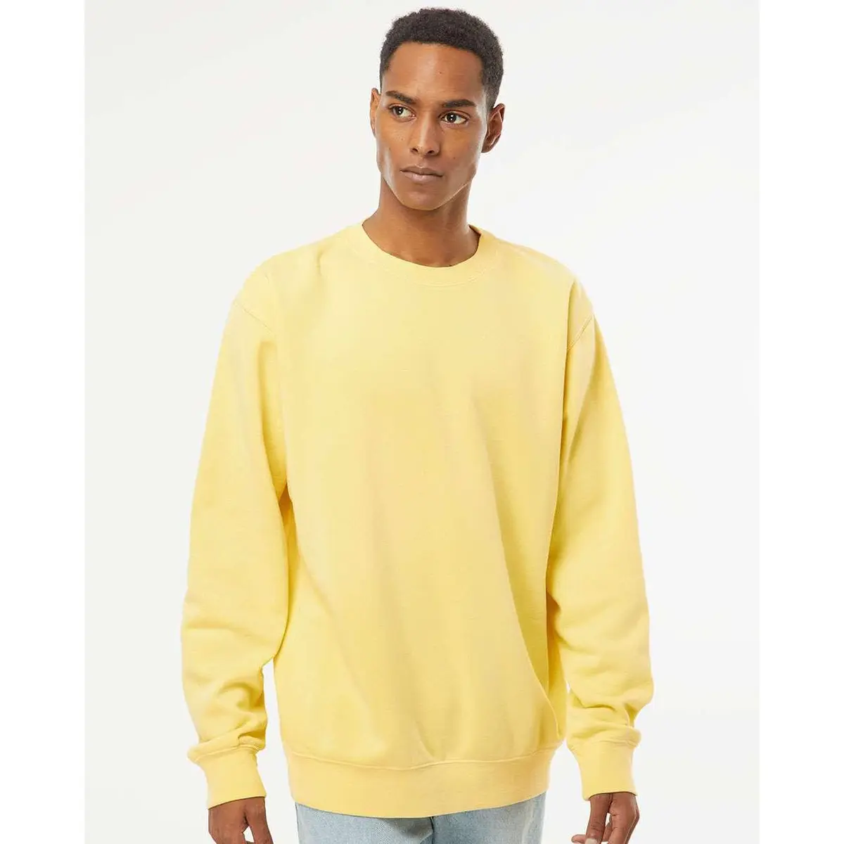 Independent Trading Co. Pigment-Dyed Crewneck Sweatshirt M Pigment Yellow | Long Sleeve Cotton Blend - view 2