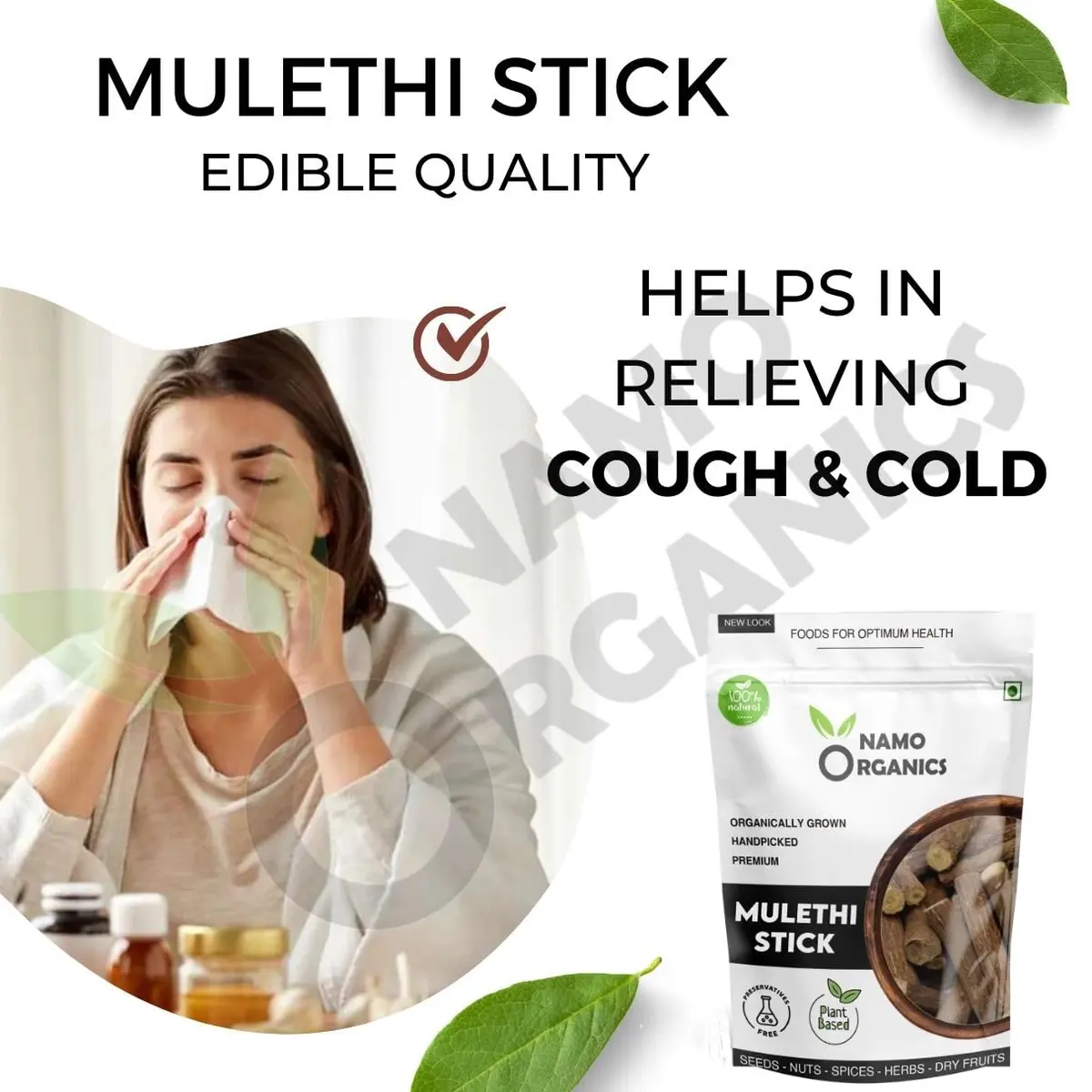 Namo Organics Mulethi Stick for Eating 100g (3.53 oz) | Organic Licorice Root for Throat - view 6