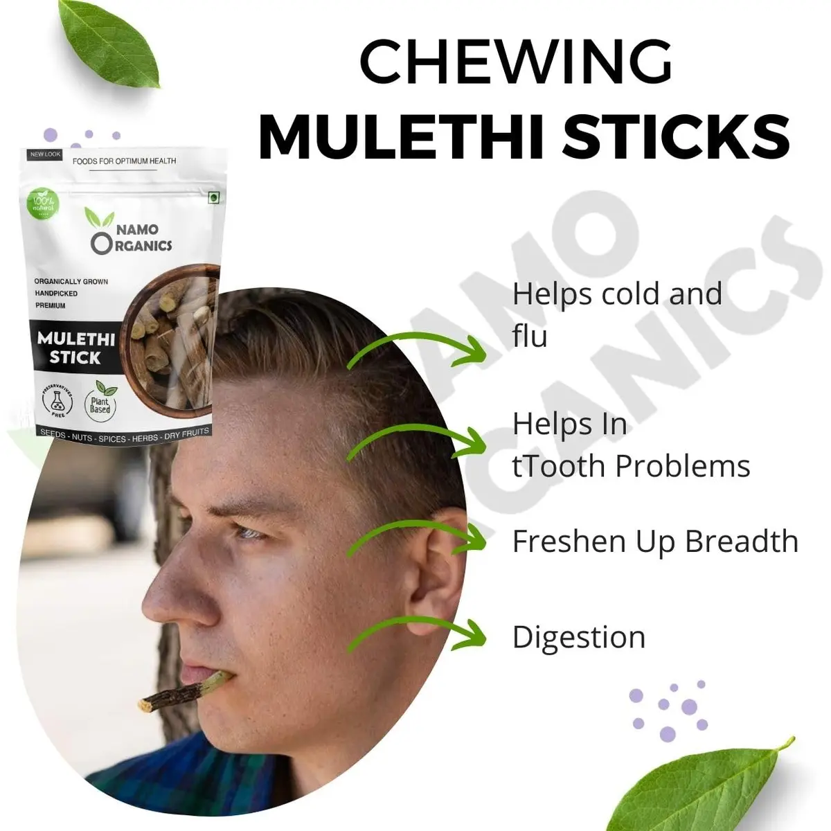 Namo Organics Mulethi Stick for Eating 100g (3.53 oz) | Organic Licorice Root for Throat - view 3