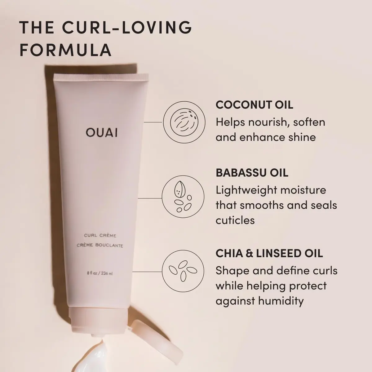 OUAI Curl Cream Hydrating Curl Enhancer for All Curl Types 236ml (8 Oz) | Defines Curls, Controls Frizz, Adds Shine - view 5