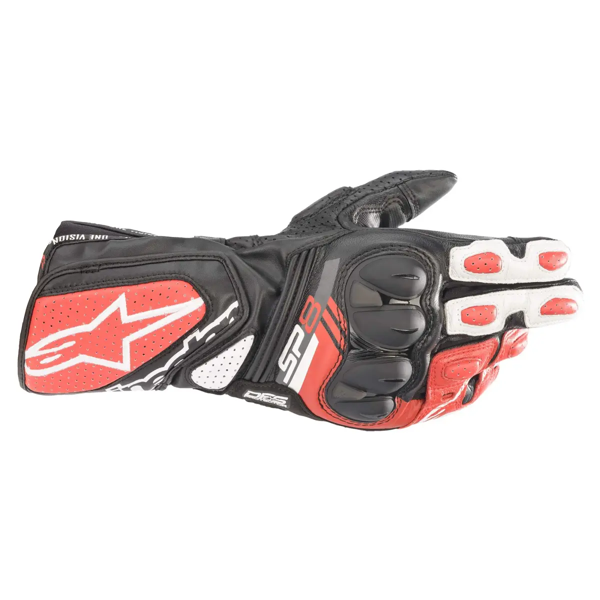 Alpinestars SP-8 V3 Full Gauntlet Leather Gloves - Black/White/Bright Red, Large - main product image