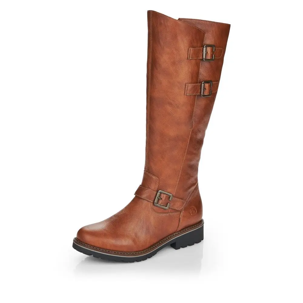 Remonte R6590-22 Knee-High Boots in Coffee Brown | Comfortable Winter Footwear with Side Zip (70-120 chars) - main product image