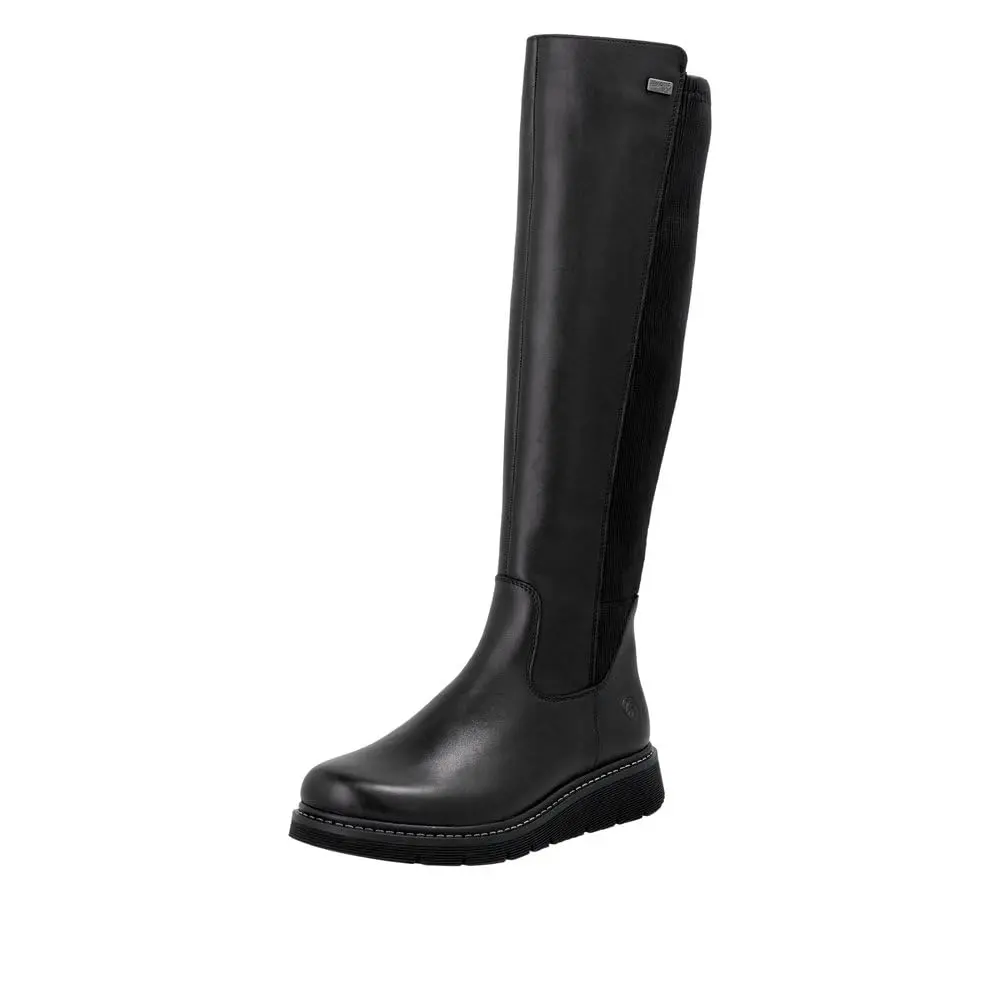 Remonte Women's Combat Knee High Boot, Black 9.5 | Water-Resistant Leather with Comfort Width - main product image