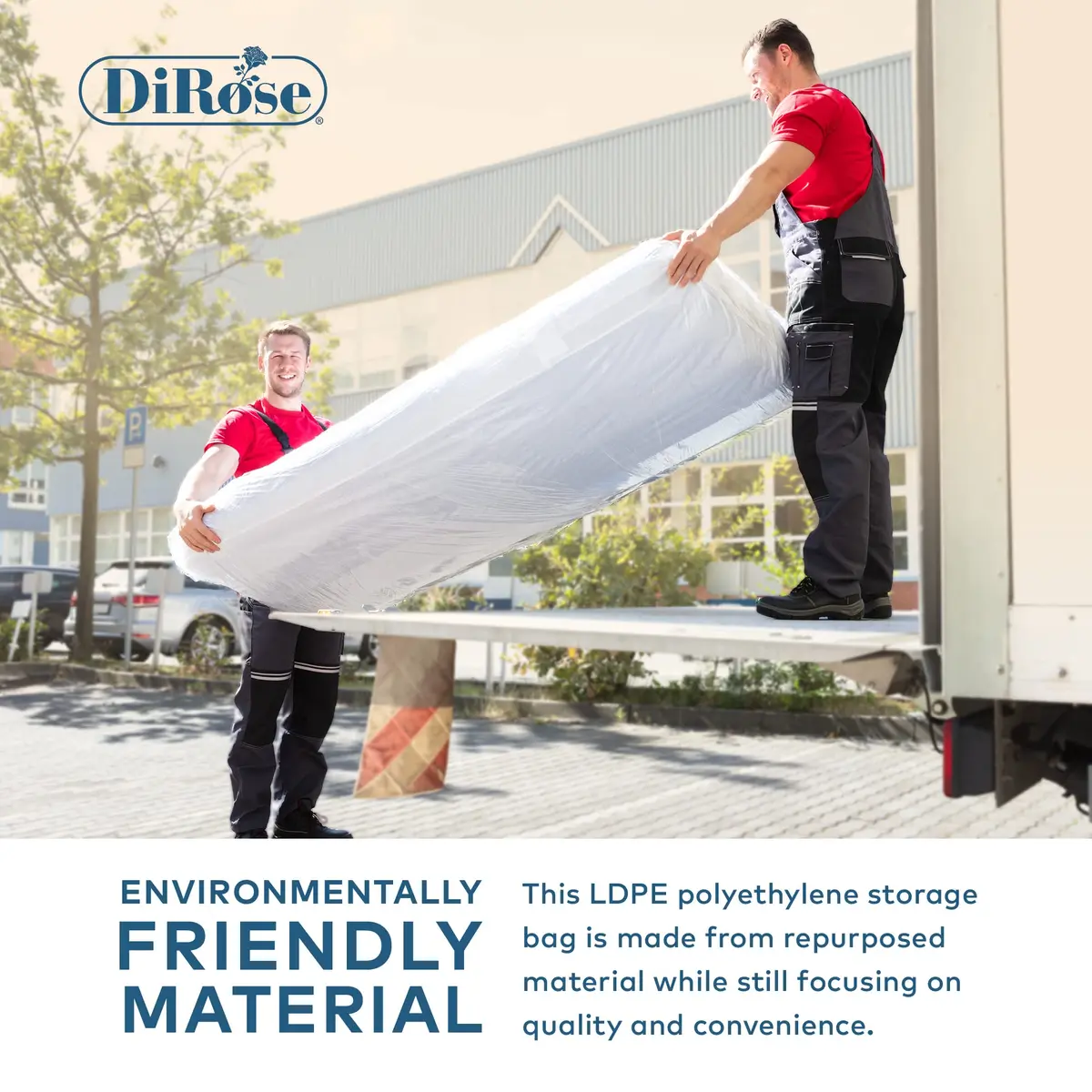 DiRose Mattress Storage Bag Full Size Waterproof Heavy Duty 2pk | Reusable Clear Plastic Moving Cover (54x12x95 in) - view 6