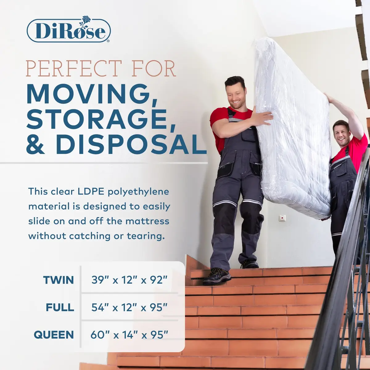 DiRose Clear Mattress Storage Bag Twin Size | Heavy Duty 3 Mil Waterproof Protector (2-Pack, 39"x12"x92") - view 5