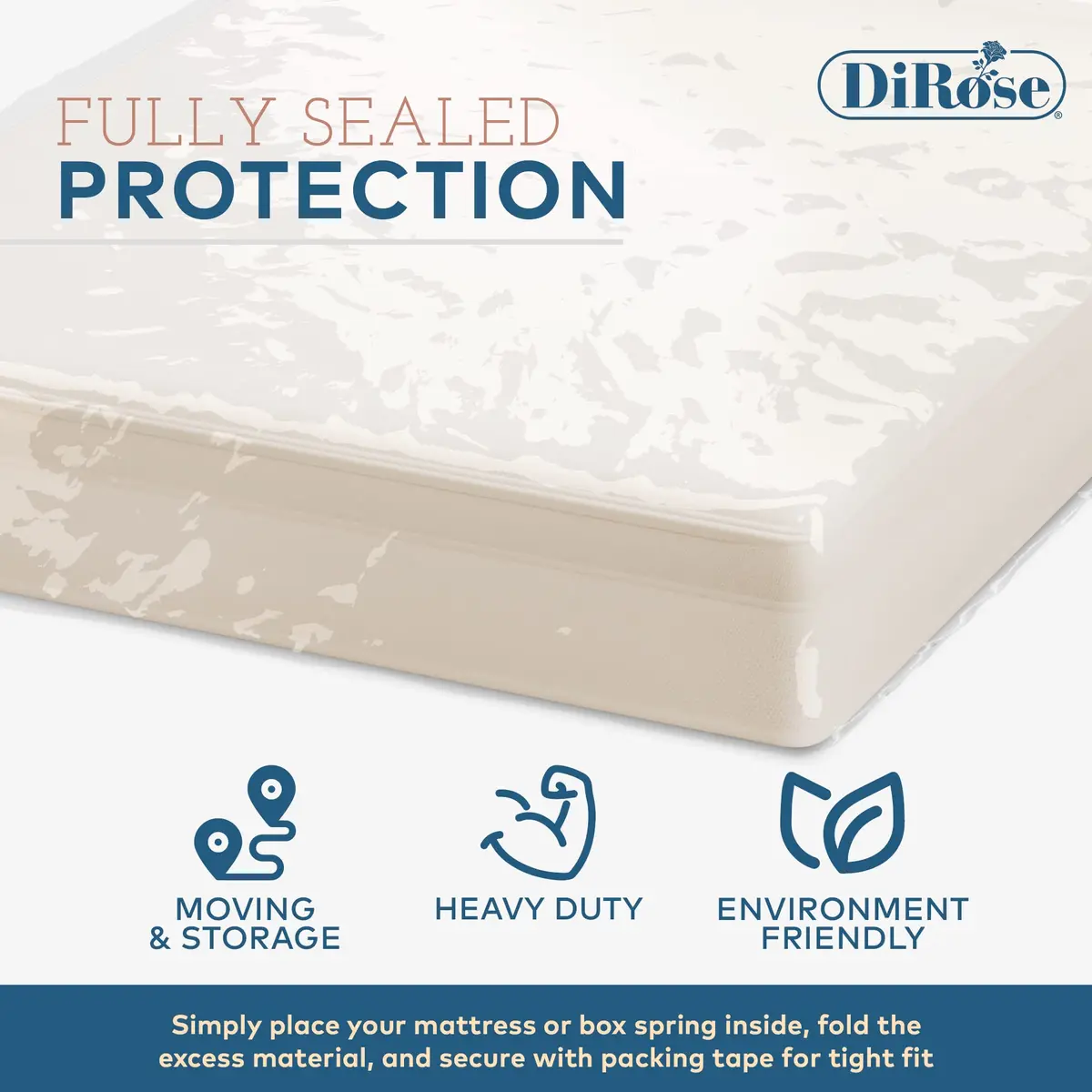 DiRose Clear Mattress Storage Bag Twin Size | Heavy Duty 3 Mil Waterproof Protector (2-Pack, 39"x12"x92") - view 4