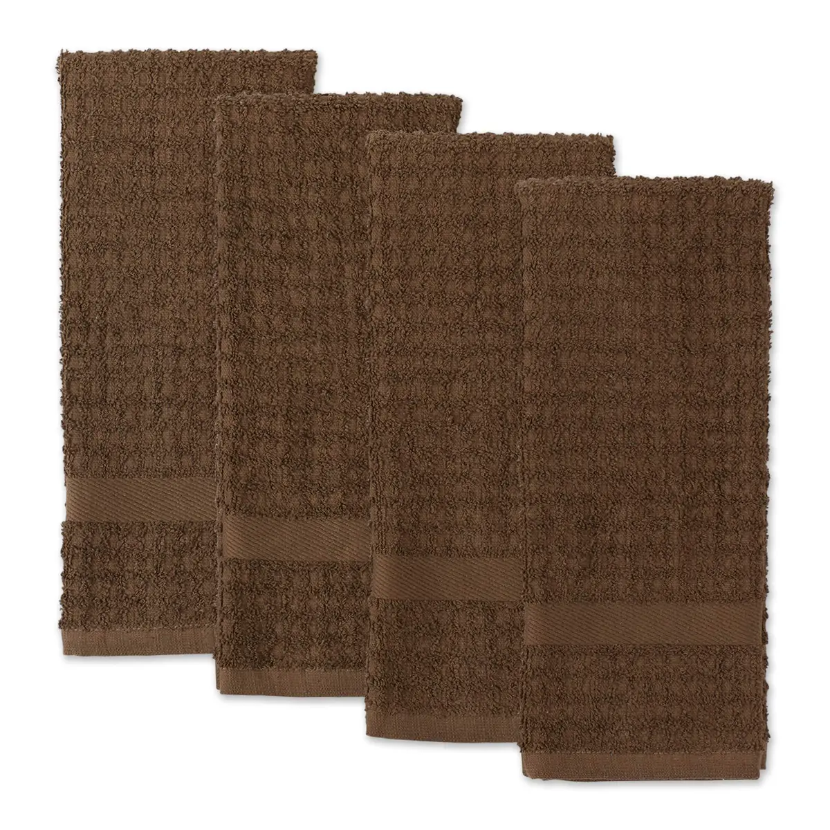 DII Basic Terry Collection Waffle Dishtowel Set, 15x26, Solid Brown | Absorbent Cotton Kitchen Towels - view 4