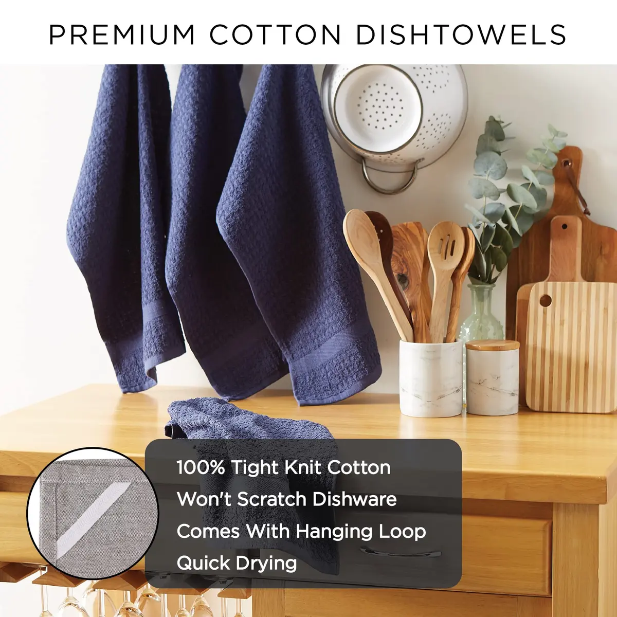 DII Basic Terry Collection Waffle Dishtowel Set, 15x26, Solid Brown | Absorbent Cotton Kitchen Towels - view 5
