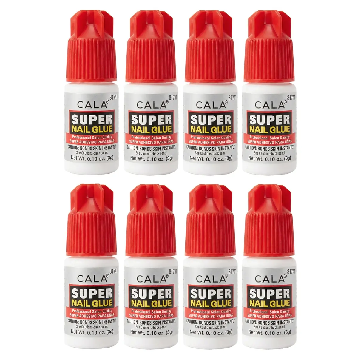 CALA Super Nail Glue 0.10 Oz (Pack of 8) | Quick Dry Salon Quality Nail Adhesive - main product image