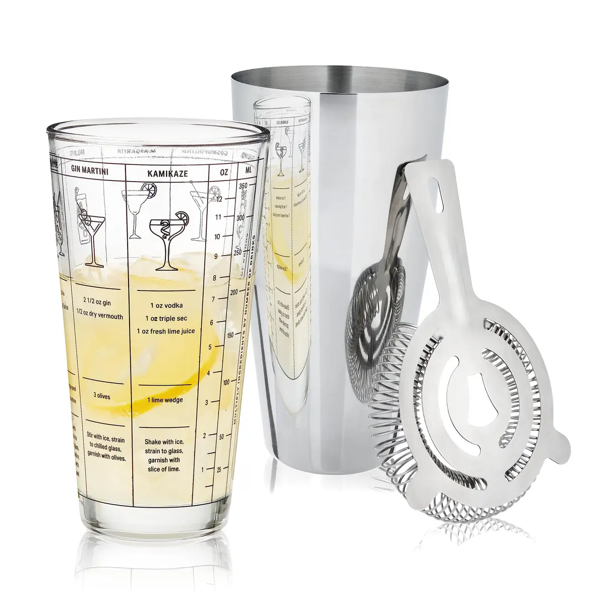 TRUE 3-Piece Barware Set for Mixed Drinks and Cold Brew Cocktails | Includes Cocktail Shaker Tin & Recipes - main product image