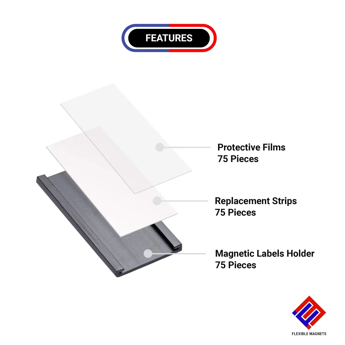 Flexible Magnets Magnetic Shelf Label Data Card Holders 1" x 2" | Reusable Labels for Shelf Organization - view 2