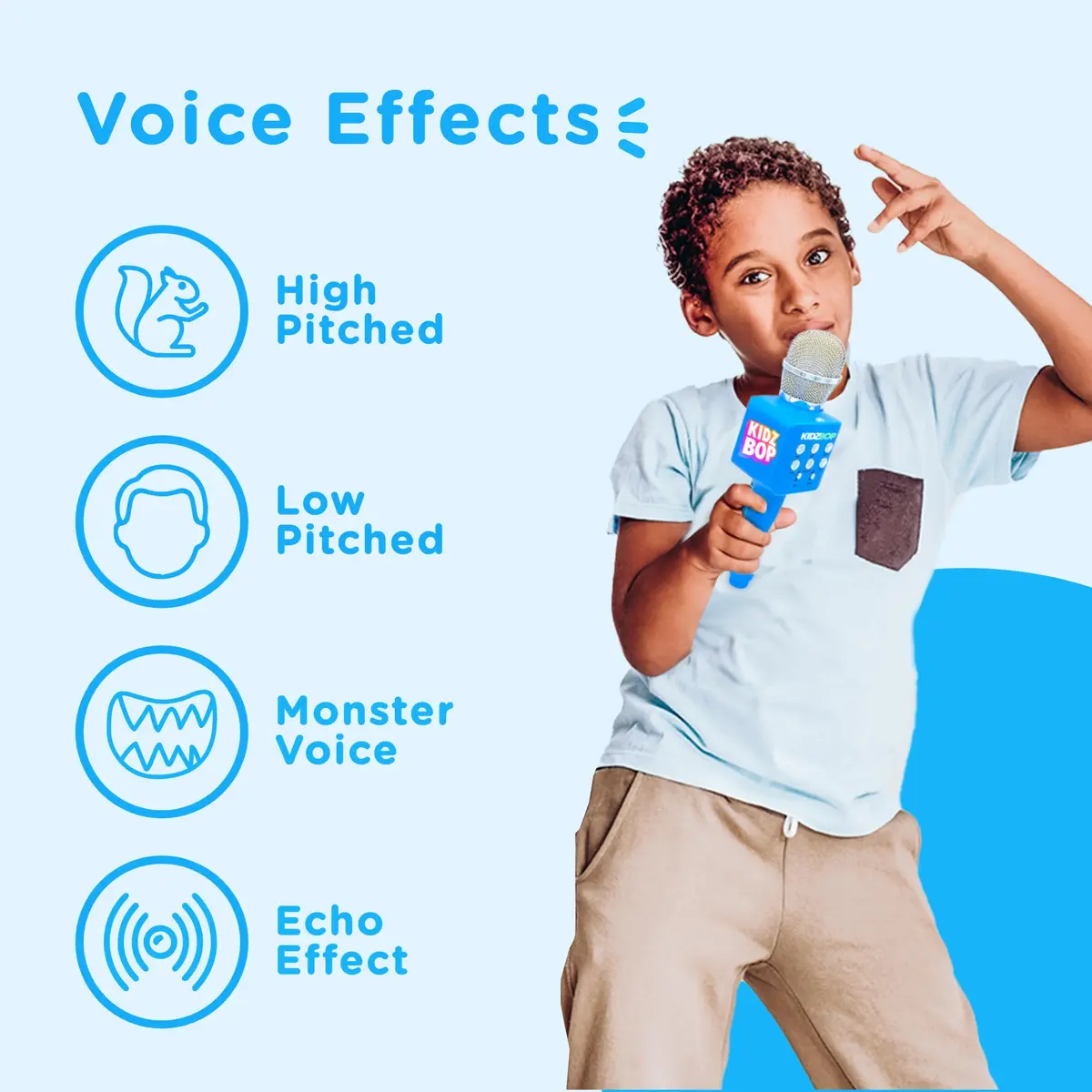 Move2Play Kidz Bop Bluetooth Karaoke Microphone | Musical Instrument Toy for Kids Ages 3-8+ Years Old | Blue - view 5