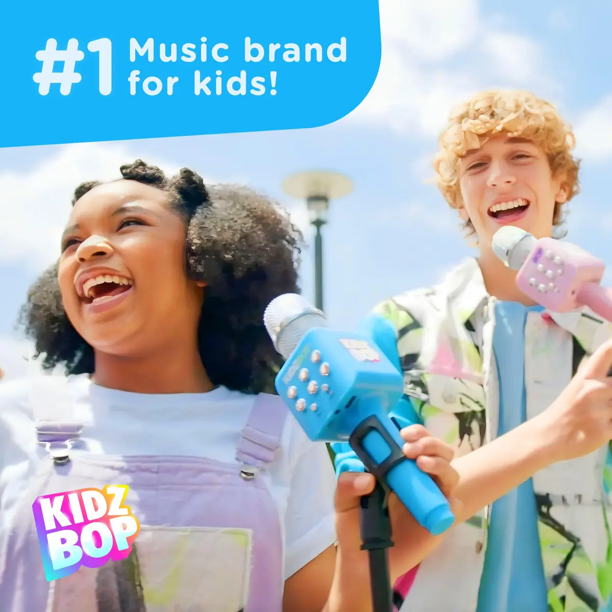 Move2Play Kidz Bop Bluetooth Karaoke Microphone | Musical Instrument Toy for Kids Ages 3-8+ Years Old | Blue - view 2