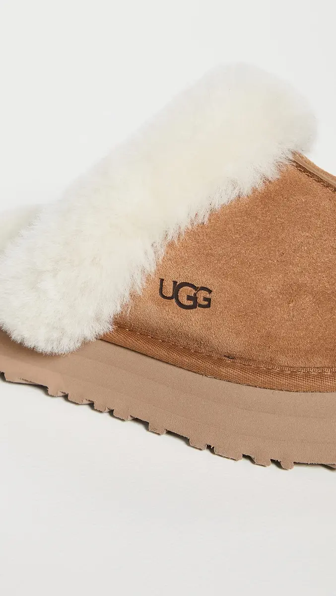 UGG Disquette Slipper Chestnut 9 | Retro Platform Sheepskin & Suede Comfort - view 6