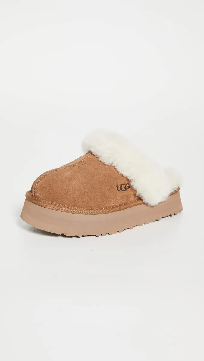 UGG Disquette Slipper Chestnut 9 | Retro Platform Sheepskin & Suede Comfort - view 3