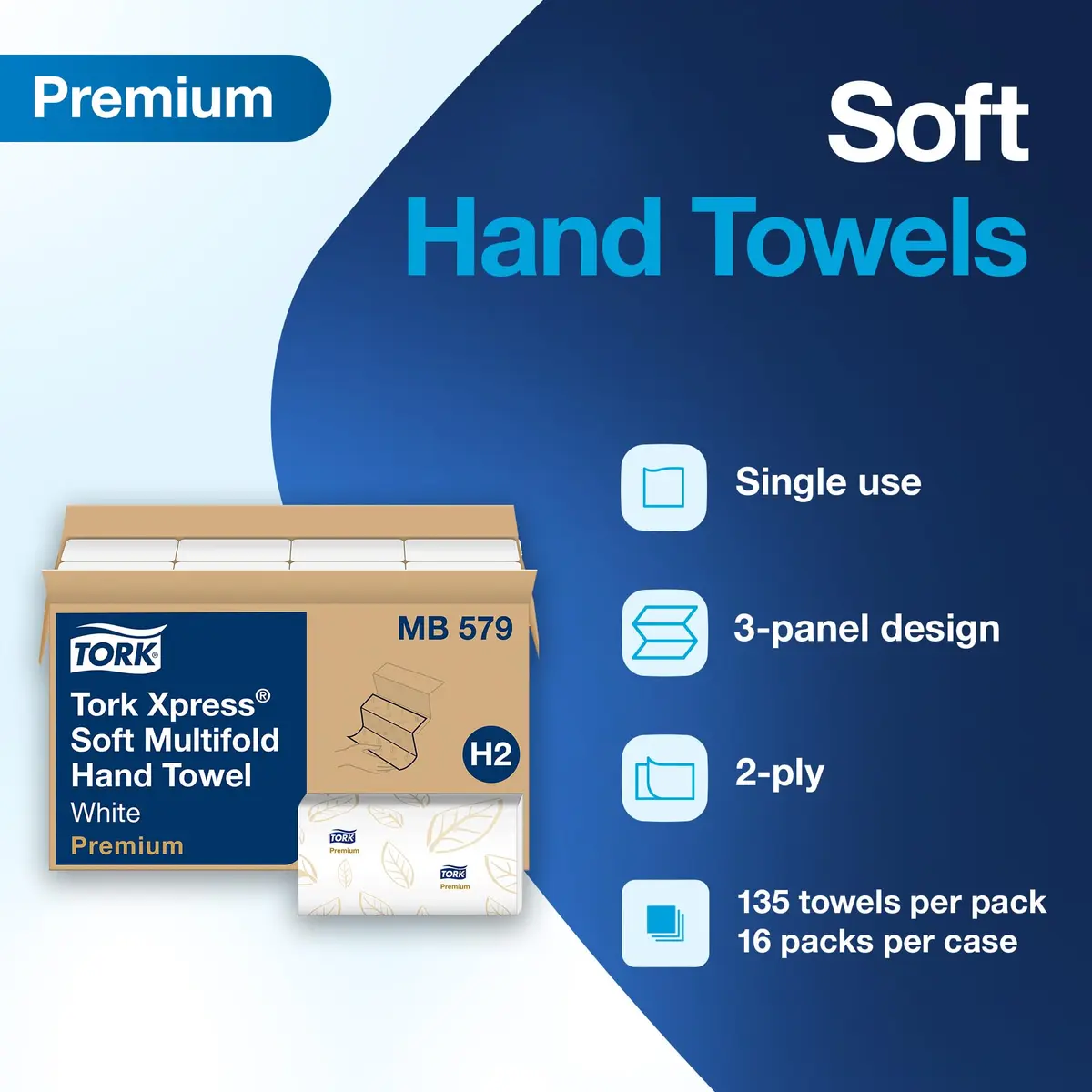 Tork Soft Xpress Multifold Paper Hand Towels 2-Ply 2160 Sheets | FSC Certified, Compatible with H2 Dispensers - view 2