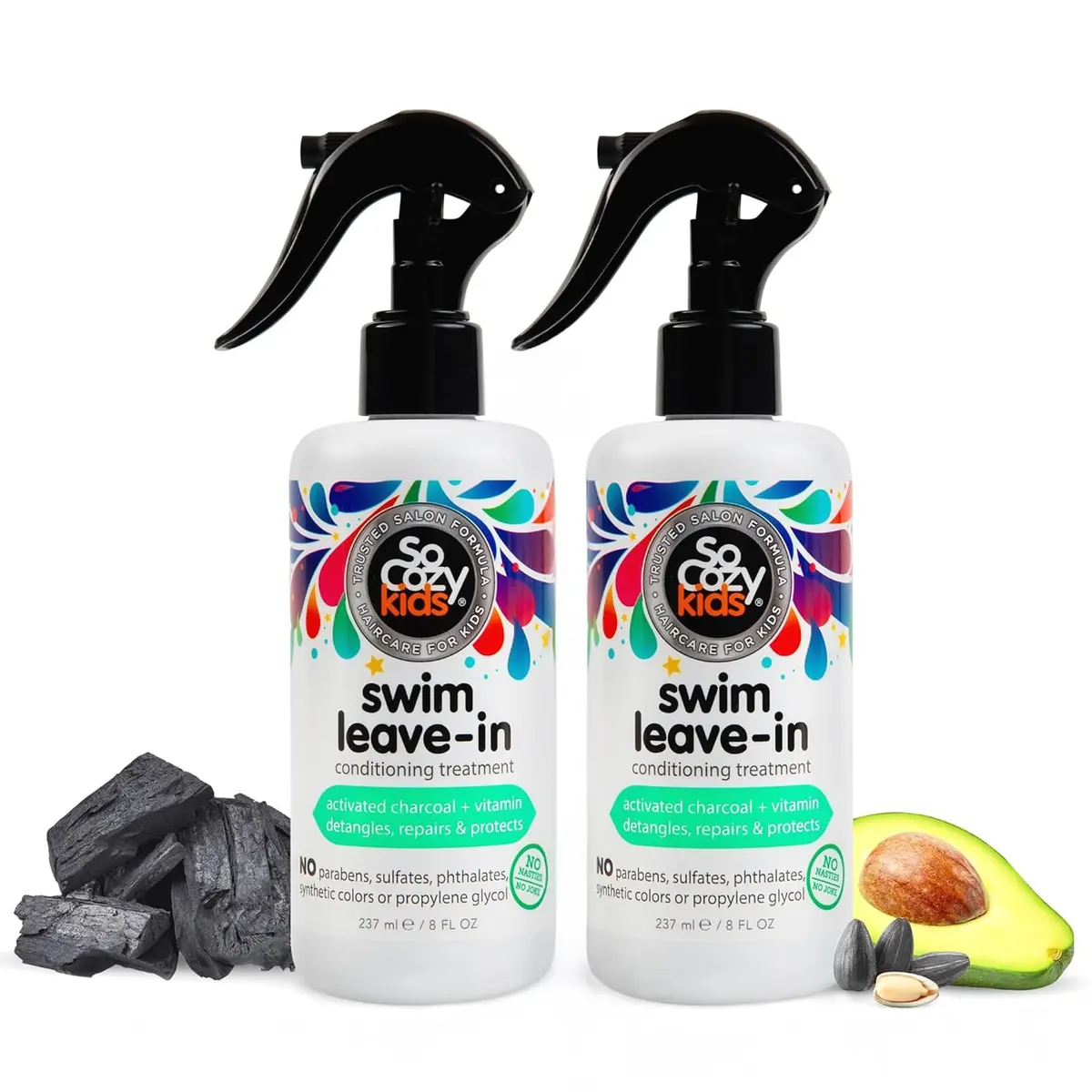 SoCozy Swim 2-in-1 Leave-In Conditioner Spray for Kids Hair | 250ml (8 Fl Oz) Pack of 2 | Repairs Pool, Sun & Salt Damaged Hair - main product image