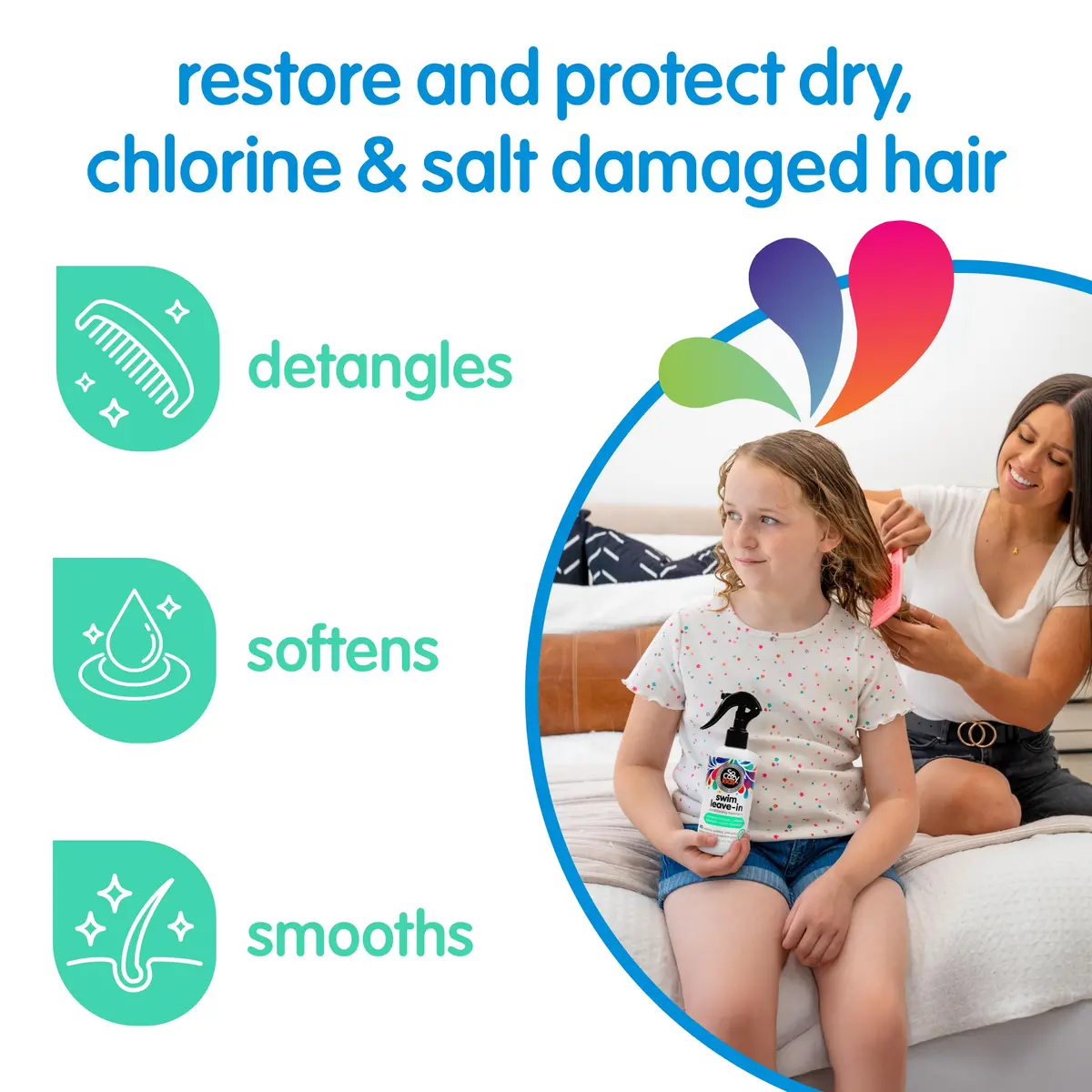 SoCozy Swim 2-in-1 Leave-In Conditioner Spray for Kids Hair | 250ml (8 Fl Oz) Pack of 2 | Repairs Pool, Sun & Salt Damaged Hair - view 3