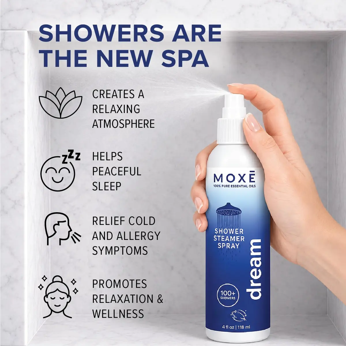 MOXE Dream Shower Steamer Spray 4oz | Lavender & Chamomile Relaxation for Bedtime & Stress Relief - view 2