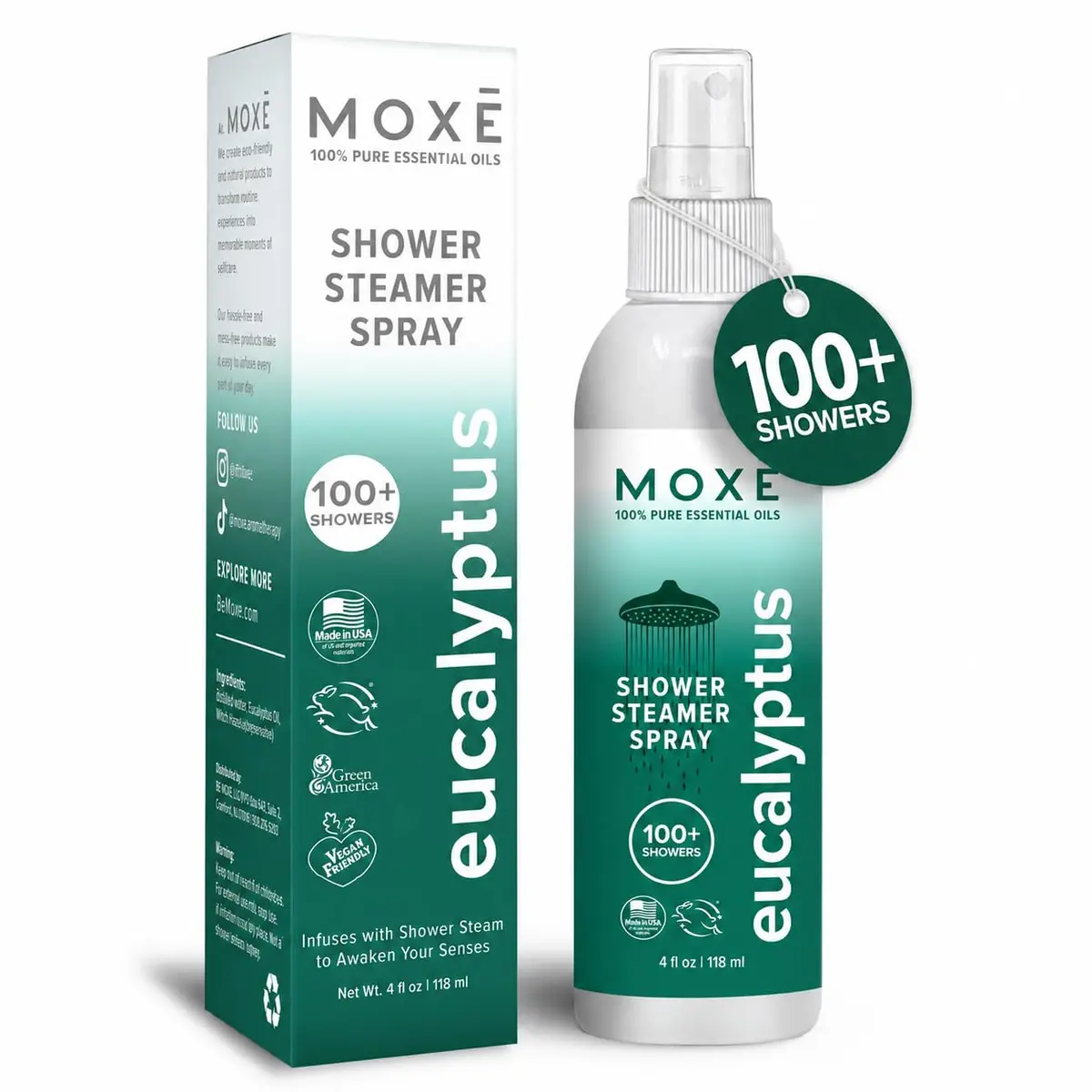 MOXE Eucalyptus Oil Shower Mist 4oz | Aromatherapy for Sinus & Tension Relief - main product image