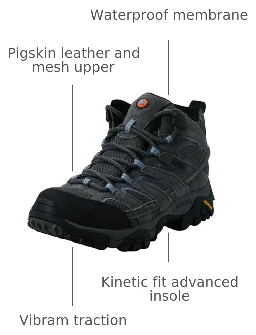 Merrell Women's Moab 2 Mid Waterproof Hiking Boot, Granite, 11 M US | Outdoor Waterproof Trail Shoe - view 3