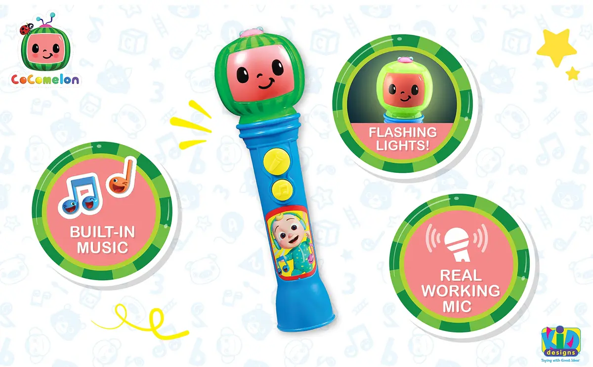 eKids Cocomelon Toy Microphone with Built-in Music, Multicolored | Toddler Musical Toy - view 3