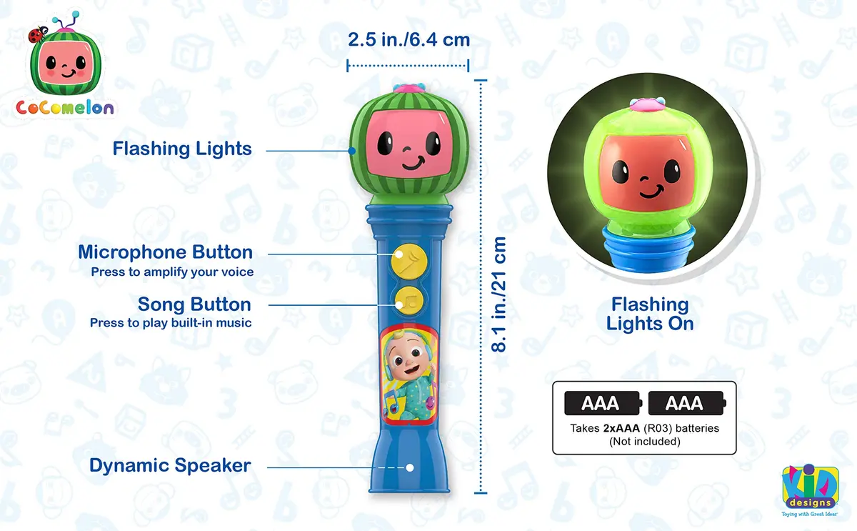 eKids Cocomelon Toy Microphone with Built-in Music, Multicolored | Toddler Musical Toy - view 4