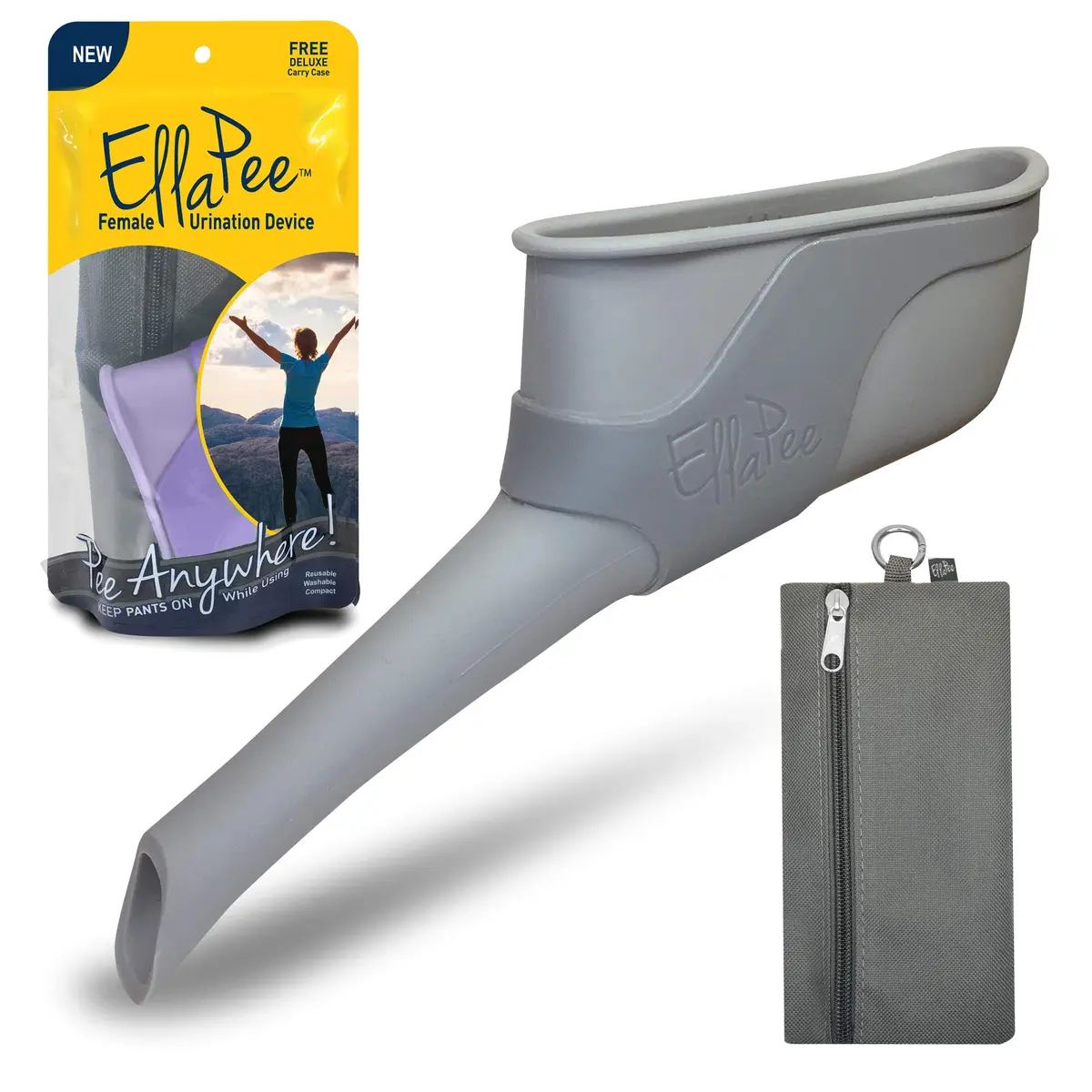 Lewis N. Clark EllaPee Female Urination Device, Reusable + Portable Bathroom, Gray | Medical Grade Silicone, Hiking & Camping Essential - main product image