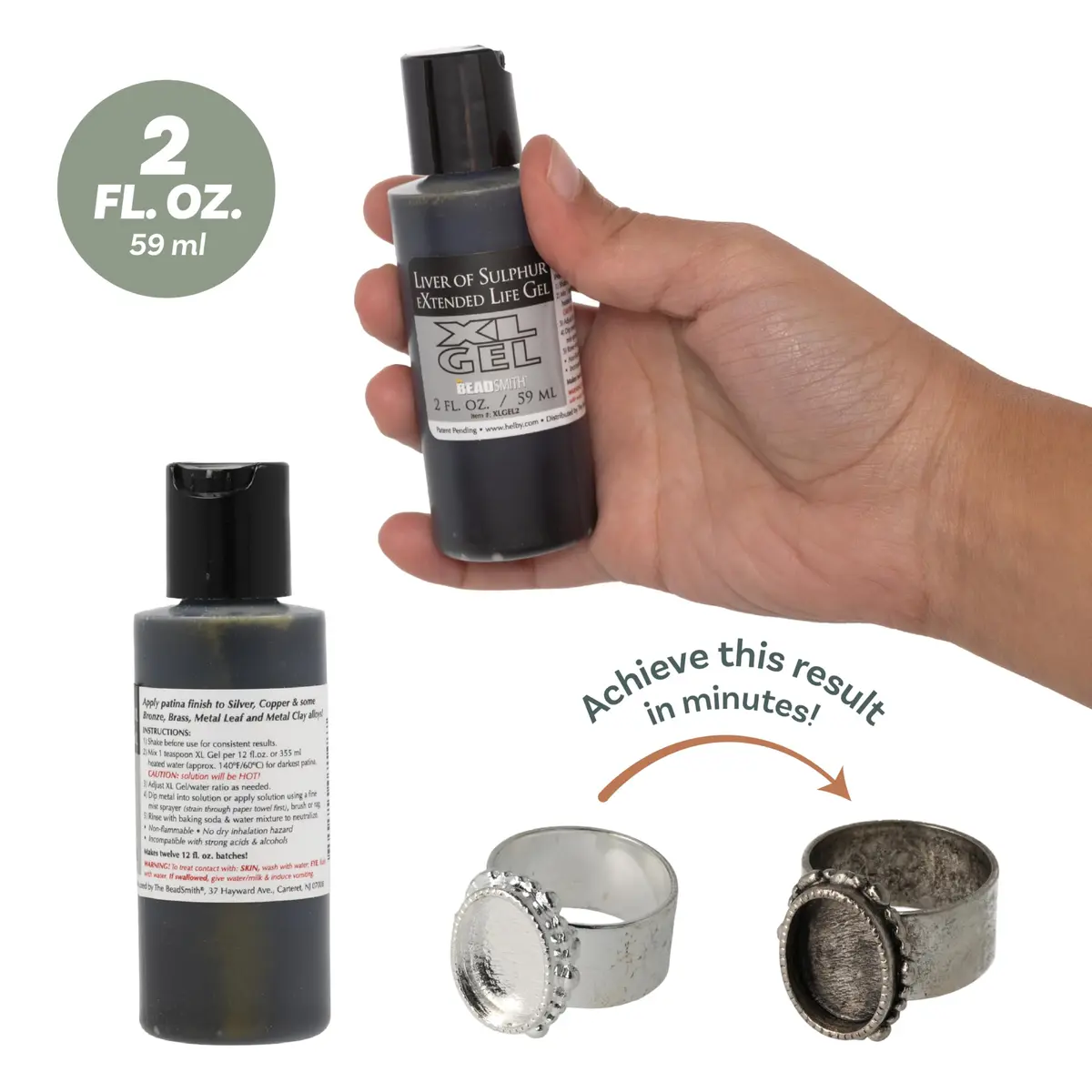 The Beadsmith XL Gel Liver of Sulfur 59ml | Extended Life Patina for Metal Art & Jewelry - view 5