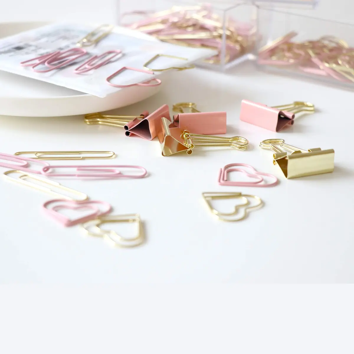 PTSGCAI Gold Pink Paper Clip Clamp Set (3-in-1) | Office & School Supplies for Teachers & Students - view 6