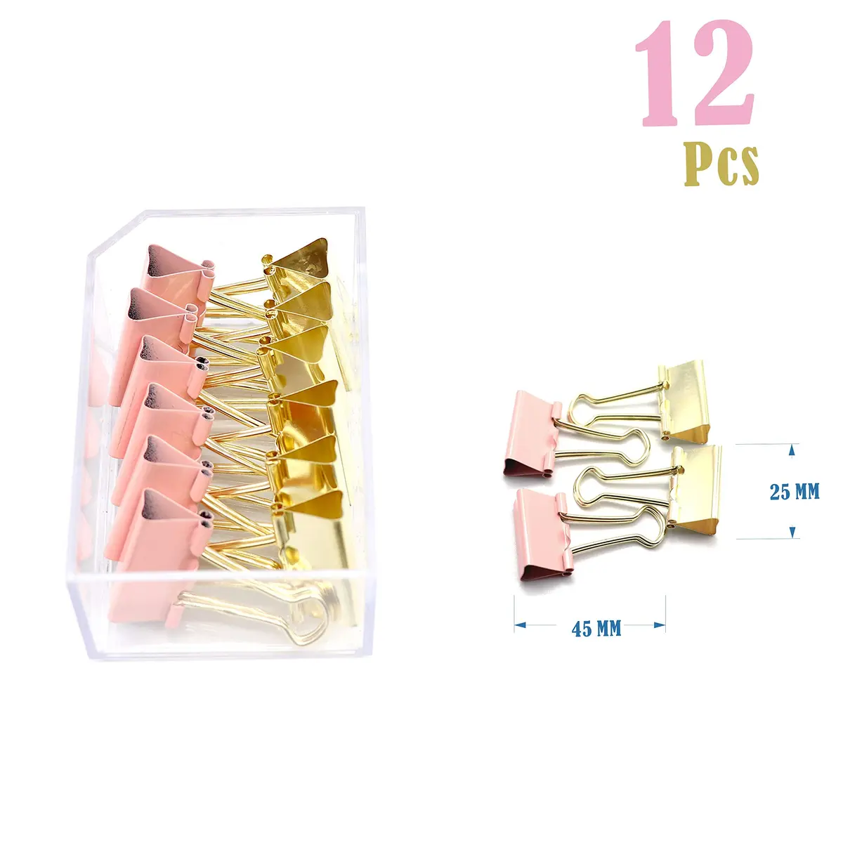 PTSGCAI Gold Pink Paper Clip Clamp Set (3-in-1) | Office & School Supplies for Teachers & Students - view 2