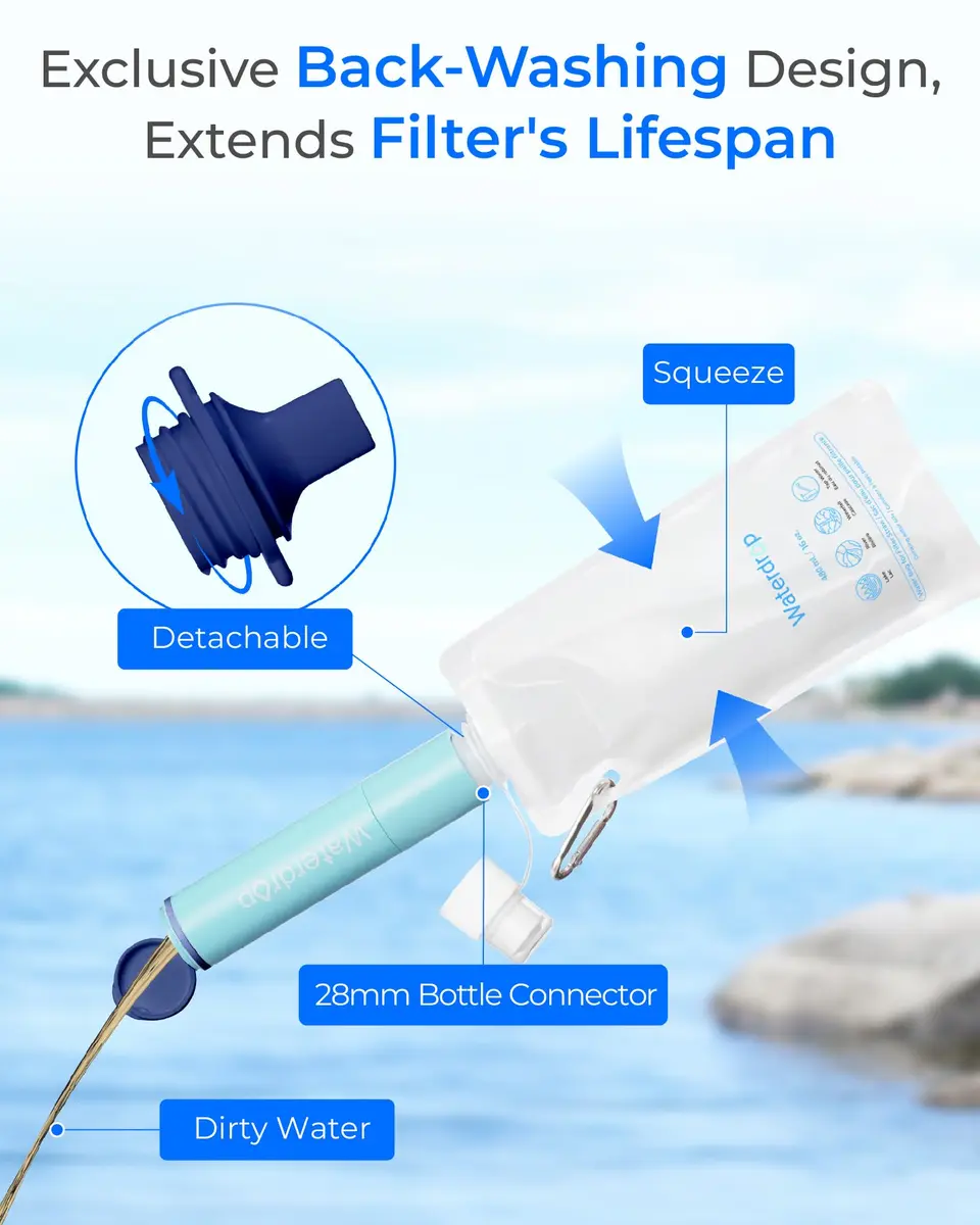 Waterdrop Gravity Water Filter Straw with 1.5 Gal Bag | Filters 1400 Gallons - view 9
