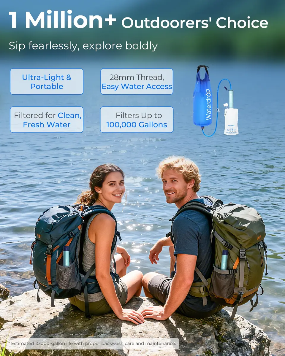 Waterdrop Gravity Water Filter Straw with 1.5 Gal Bag | Filters 1400 Gallons - view 2