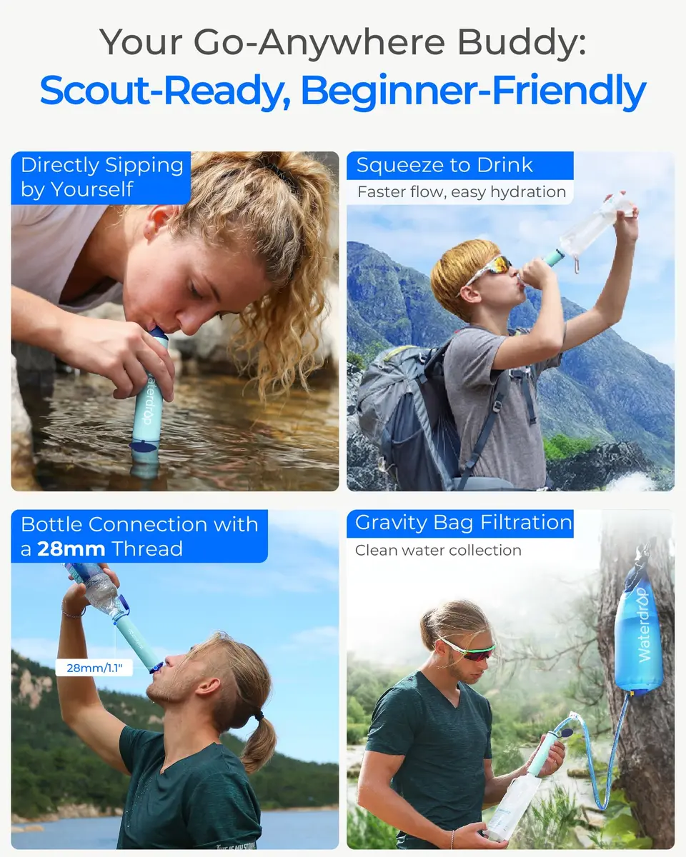 Waterdrop Gravity Water Filter Straw with 1.5 Gal Bag | Filters 1400 Gallons - view 4