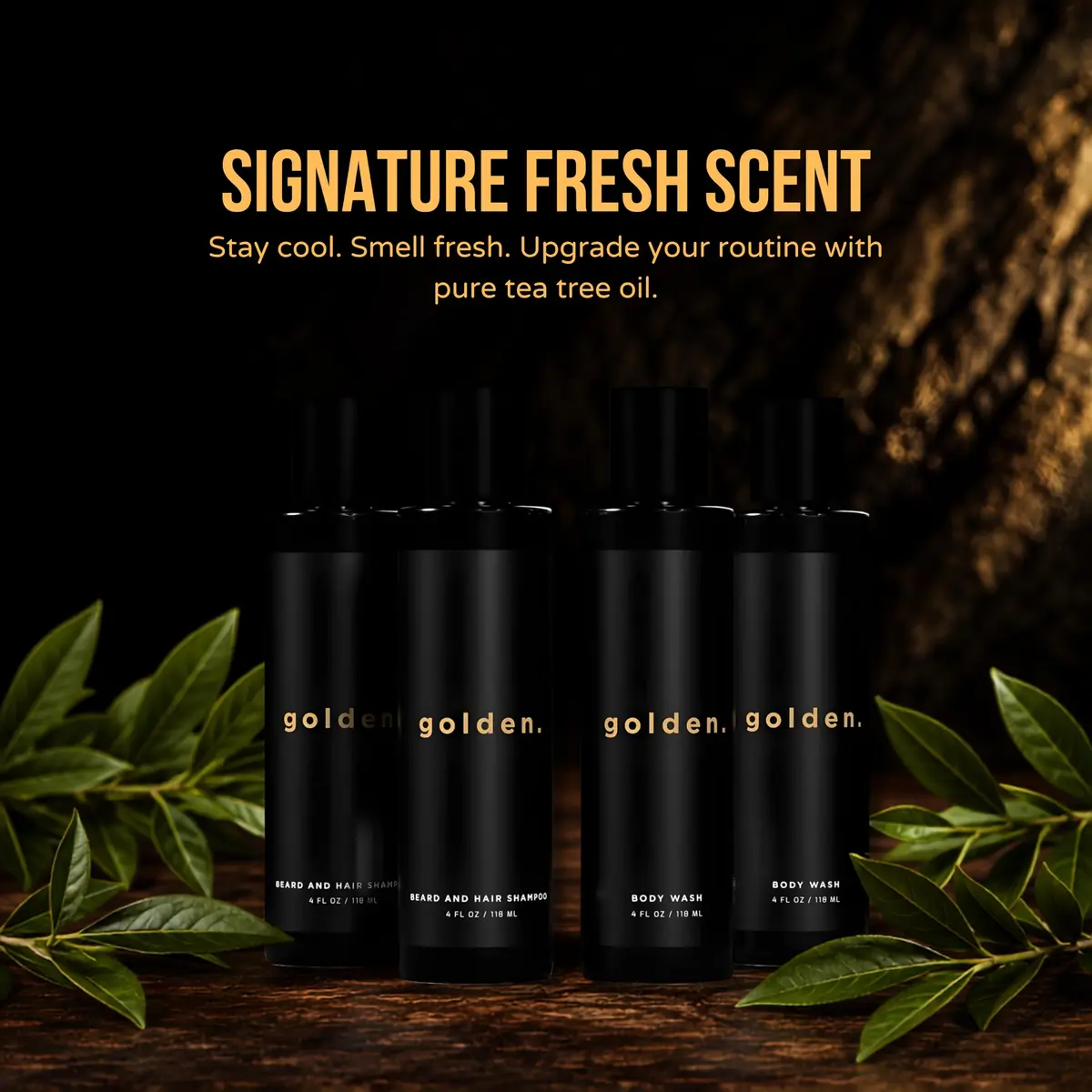 Golden Grooming Co. 3-in-1 Men’s Body Wash, Shampoo & Beard Wash – Hydrating Full Body Cleanser for All Skin Types – Fresh Tea Tree Scent – Naturally Derived Formula – 4-Pack Value Bundle - view 8