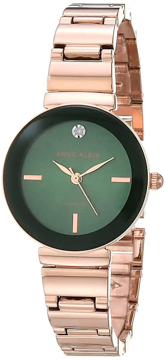 Anne Klein Women's Genuine Diamond Dial Bracelet Watch | Rose Gold/Green | 28mm - main product image