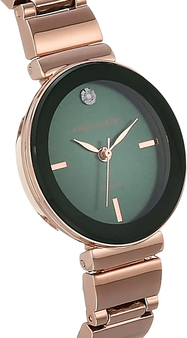 Anne Klein Women's Genuine Diamond Dial Bracelet Watch | Rose Gold/Green | 28mm - view 4