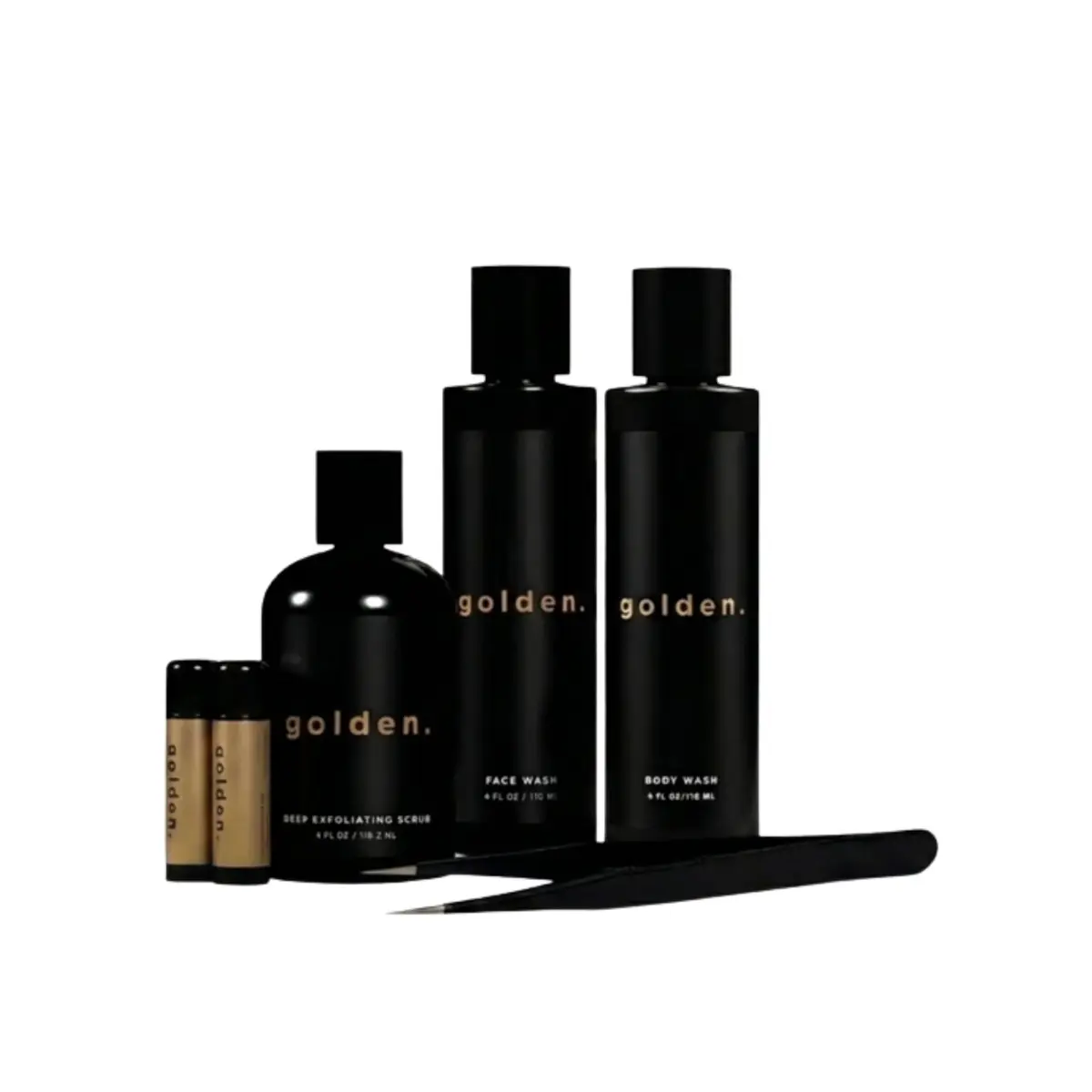 Golden Grooming Co. Essential Skincare Set for Men | Complete Face & Body Care Kit with Face Wash, Exfoliating Scrub, Body Wash, Tweezers & Lip Balms - main product image