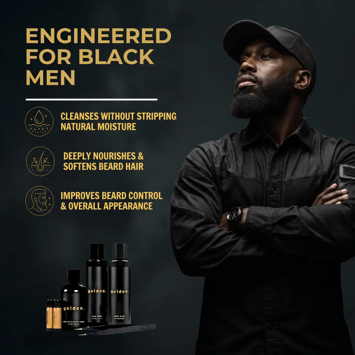 Golden Grooming Co. Essential Skincare Set for Men | Complete Face & Body Care Kit with Face Wash, Exfoliating Scrub, Body Wash, Tweezers & Lip Balms - view 7