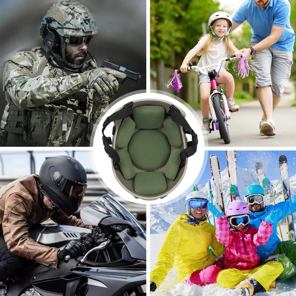 AOUTACC Universal Helmet Pads 19PCS (9 Foam Pads + 10 Hook&Loop Circles) | Replacement Foam Padding Kit for Bike Helmets - view 5