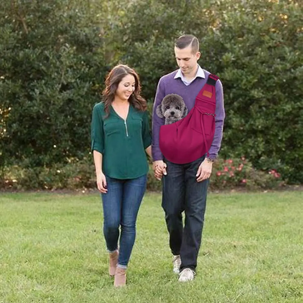 FDJASGY Small Dog Sling Carrier Fuchsia | Hands-Free Adjustable Pet Travel Bag for Small Dogs & Puppies (12 lbs Max) - view 8