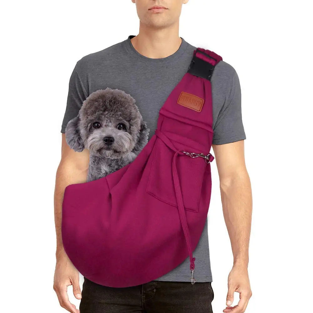 FDJASGY Small Dog Sling Carrier Fuchsia | Hands-Free Adjustable Pet Travel Bag for Small Dogs & Puppies (12 lbs Max) - view 2