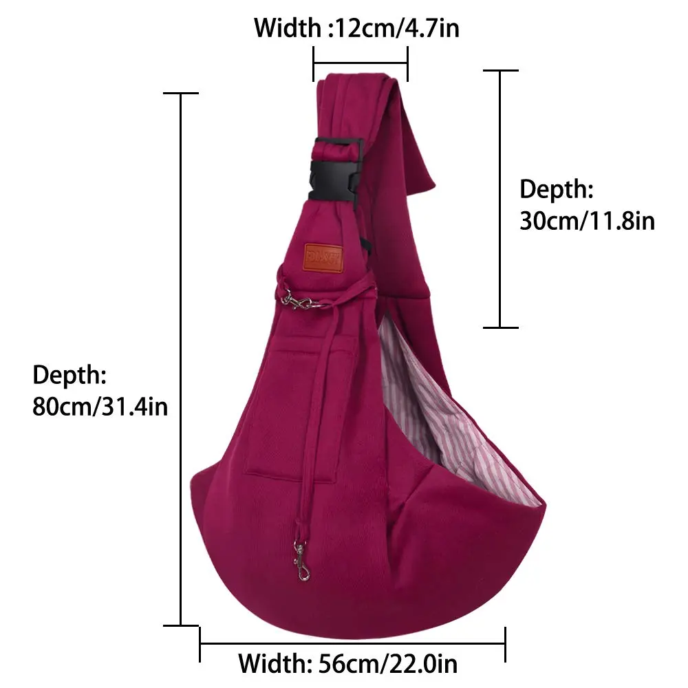 FDJASGY Small Dog Sling Carrier Fuchsia | Hands-Free Adjustable Pet Travel Bag for Small Dogs & Puppies (12 lbs Max) - view 4