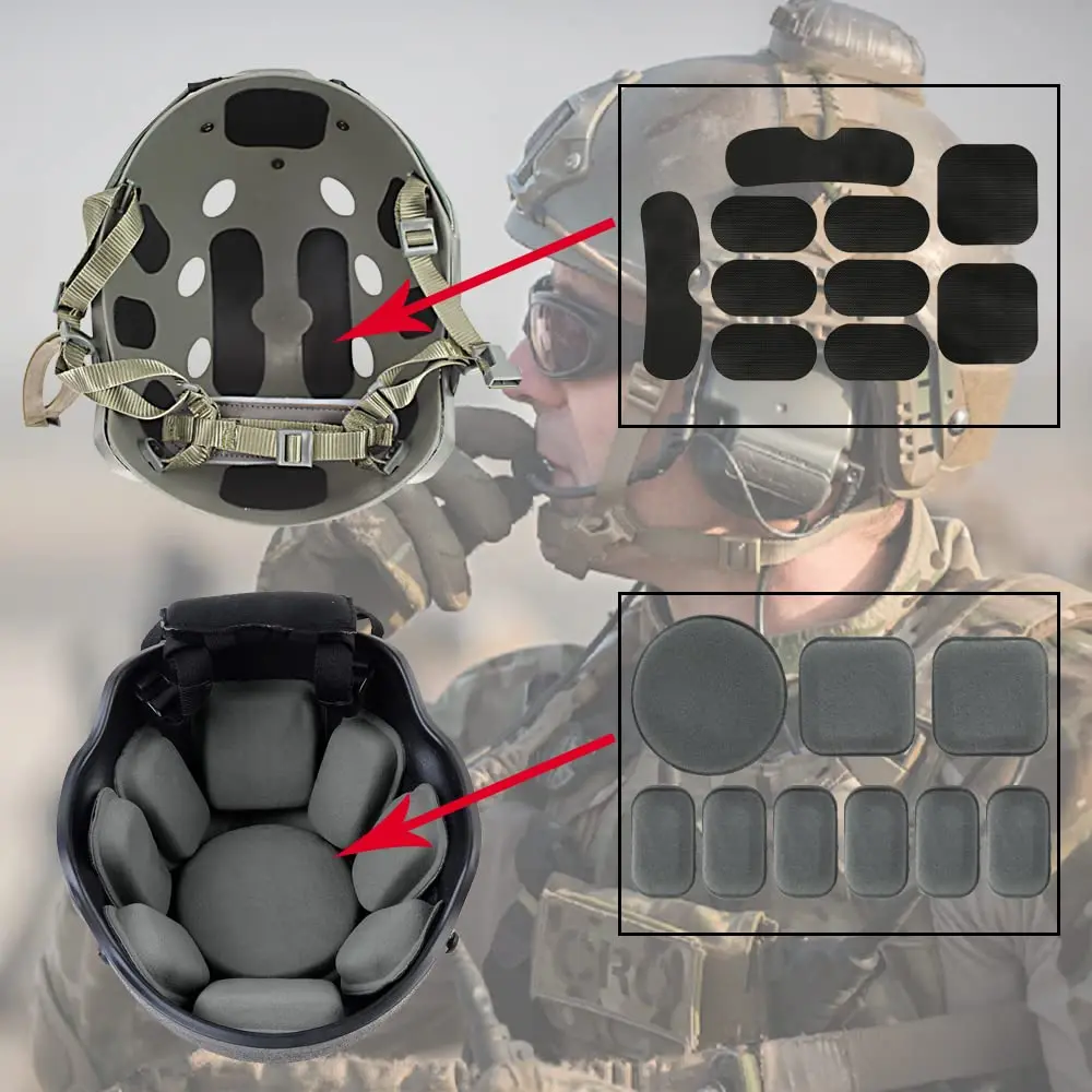 AOUTACC Universal Airsoft Helmet Pads | Foam Replacement Kit for Fast-Style/Mich/ACH (Gray, Medium) - view 5