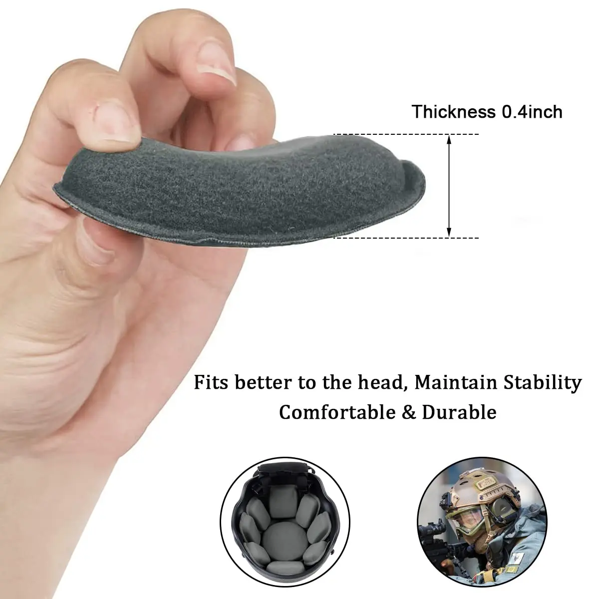 AOUTACC Universal Airsoft Helmet Pads | Foam Replacement Kit for Fast-Style/Mich/ACH (Gray, Medium) - view 2
