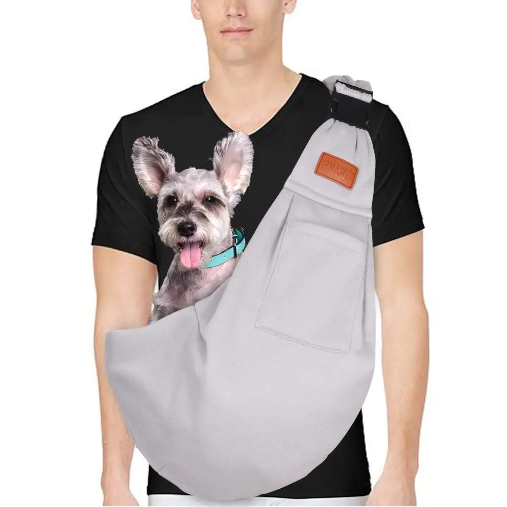 FDJASGY Small Dog Sling Carrier Grey | Hands-Free Pet Travel Bag Backpack 30cm (12in) | Breathable Mesh for Small Dogs & Puppies - view 2