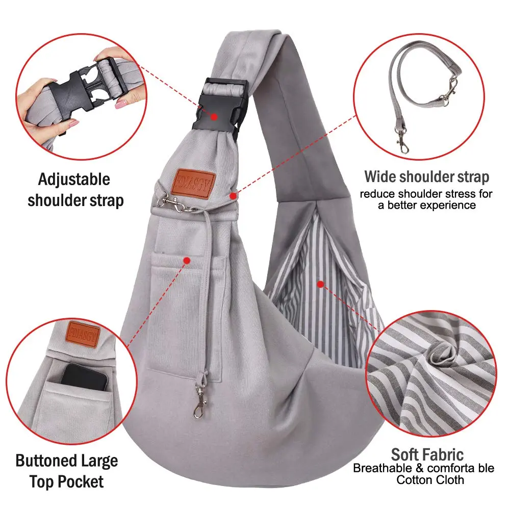 FDJASGY Small Dog Sling Carrier Grey | Hands-Free Pet Travel Bag Backpack 30cm (12in) | Breathable Mesh for Small Dogs & Puppies - view 3